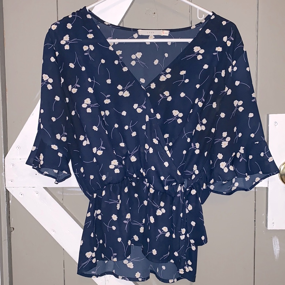 Blue floral blouse